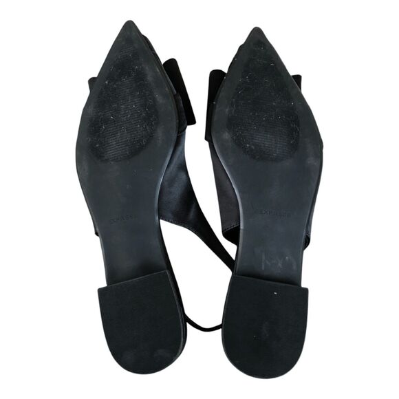 Express Women's Rhinestone Embellished Bow Pointed Toe Slip On Flats Black Sz 8 - Picture 10 of 10